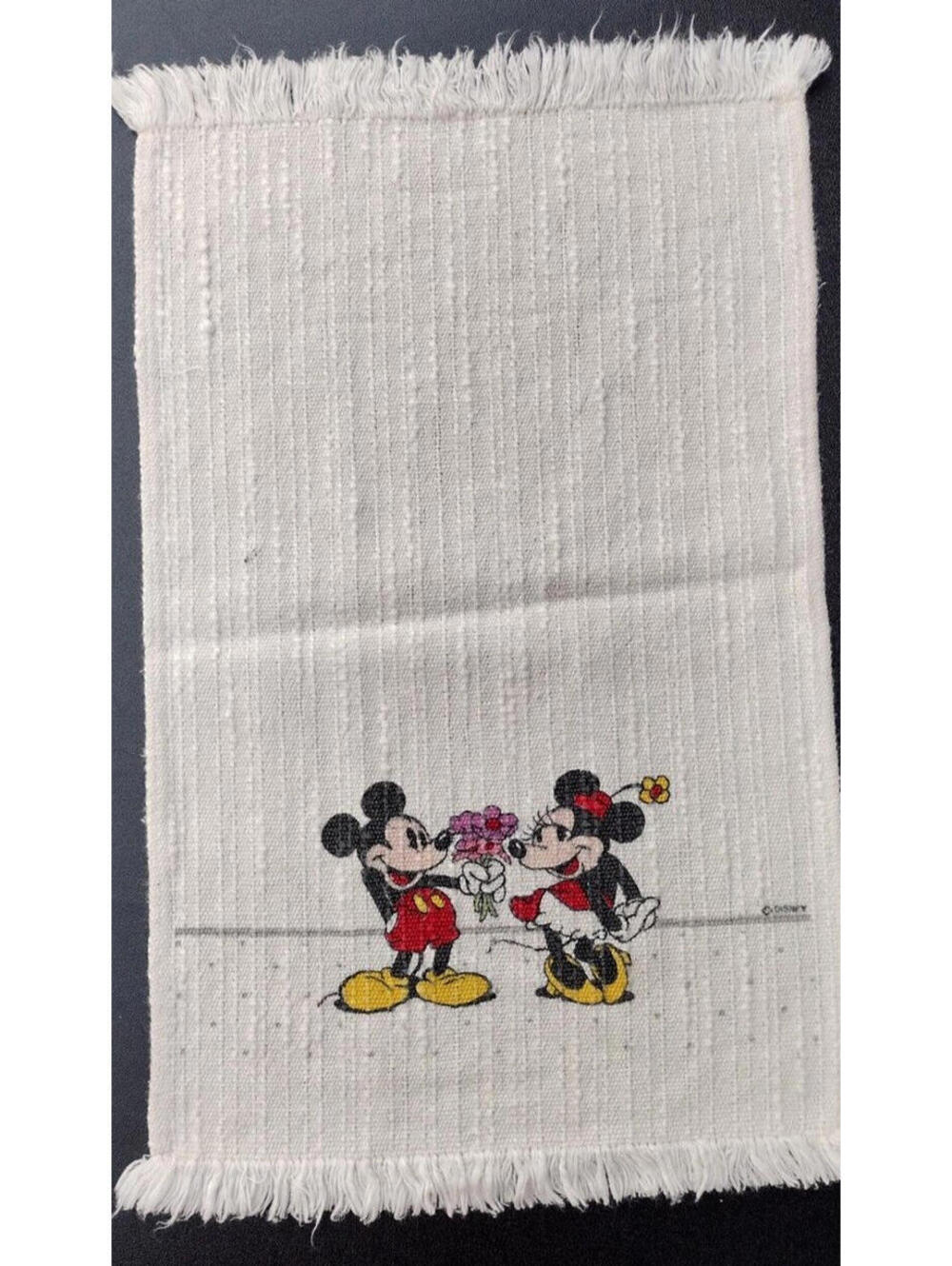 Vintage 70s Minnie Hand Towel Mickey Mouse IN LOVE VERY OLD DISNEY COTTON TOWEL
